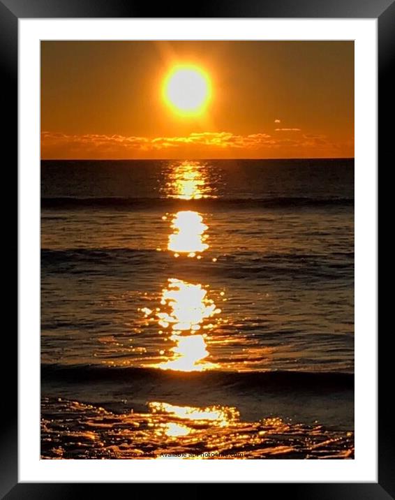Sun rise reflection on sea Framed Mounted Print by Deborah Welfare