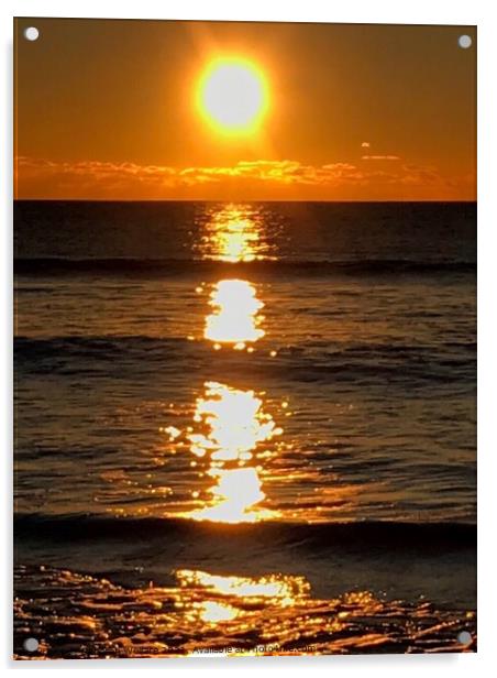 Sun rise reflection on sea Acrylic by Deborah Welfare
