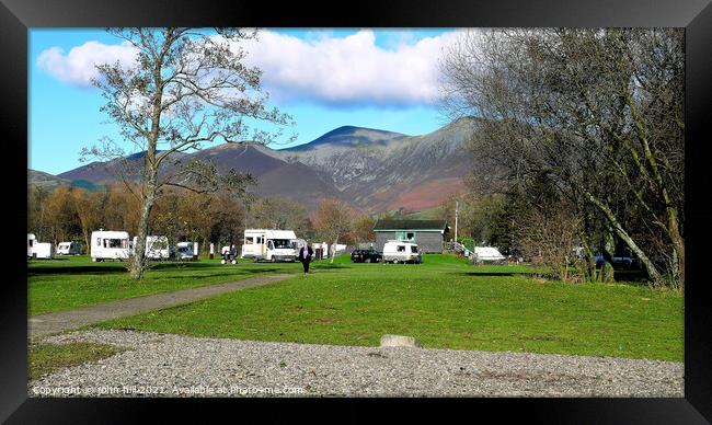 Camping under Skiddaw mountain at Keswick in Cumbria, UK. Framed Print by john hill