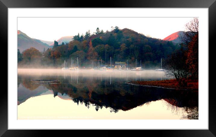 Yachts in the mist at dawn. Framed Mounted Print by john hill
