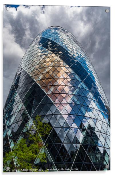 Reflections in The Gherkin Acrylic by Adrian Rowley