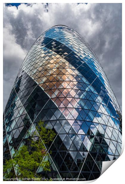 Reflections in The Gherkin Print by Adrian Rowley