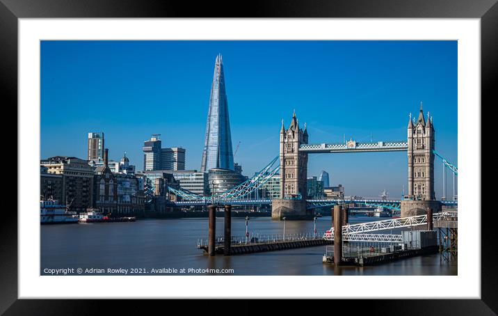 The Shard & Tower Bridge, London Framed Mounted Print by Adrian Rowley