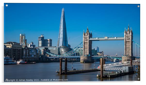 The Shard & Tower Bridge, London Acrylic by Adrian Rowley