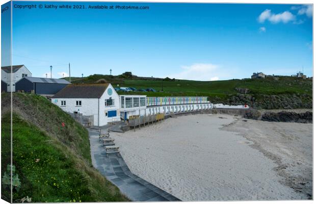 St. Ives, Cornwall,Porthgwidden Beach ,beach huts Canvas Print by kathy white