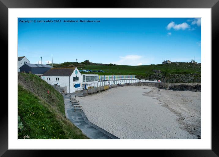 St. Ives, Cornwall,Porthgwidden Beach ,beach huts Framed Mounted Print by kathy white