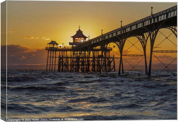 Sunset Clevedon Pier Canvas Print by Rory Hailes