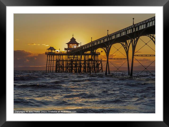 Sunset Clevedon Pier Framed Mounted Print by Rory Hailes