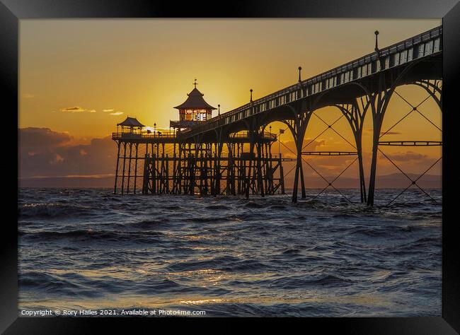 Sunset Clevedon Pier Framed Print by Rory Hailes