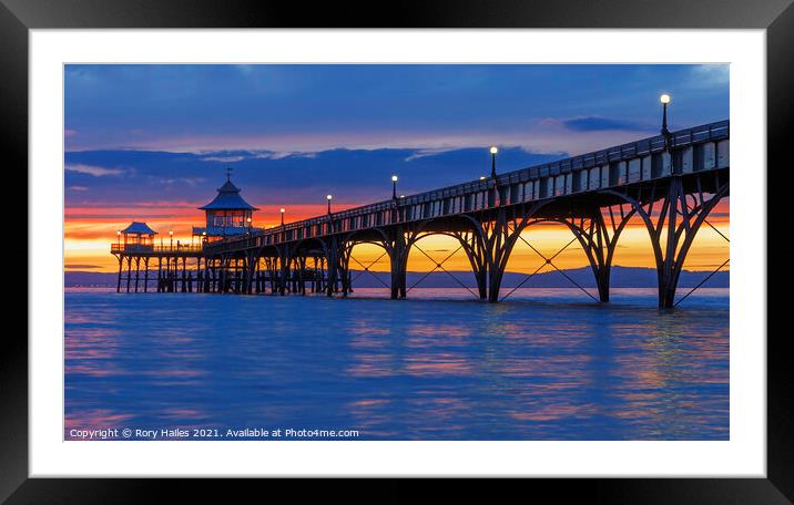 Clevedon Pier at Sunset Framed Mounted Print by Rory Hailes