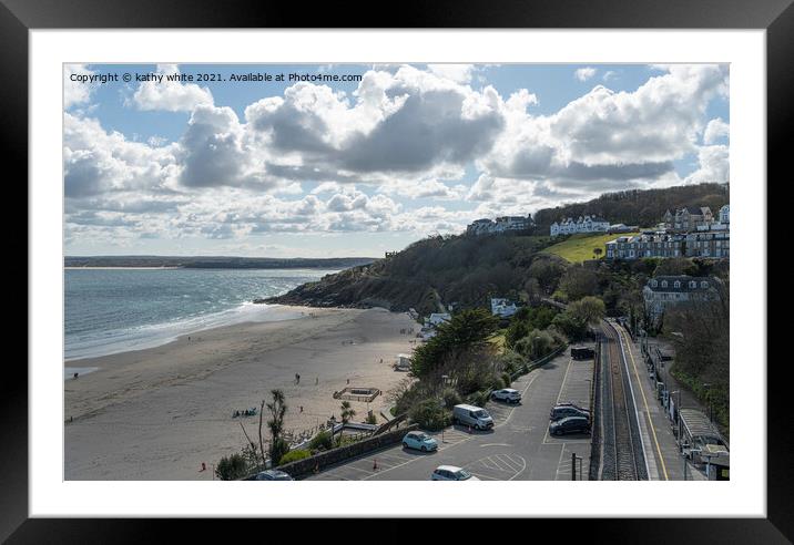 St. Ives Cornwall uk, Porthminster Beach Framed Mounted Print by kathy white