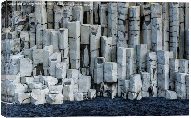 Basalt Columns at Reynisfjara Iceland Canvas Print by Greg Marshall