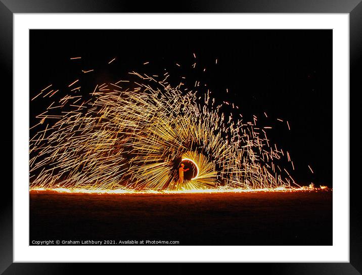 Fire Spinners, Thailand Framed Mounted Print by Graham Lathbury