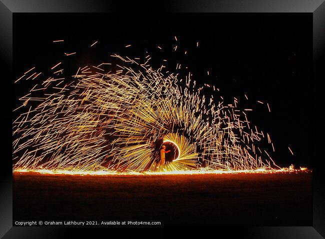 Fire Spinners, Thailand Framed Print by Graham Lathbury