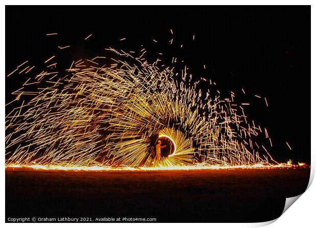 Fire Spinners, Thailand Print by Graham Lathbury