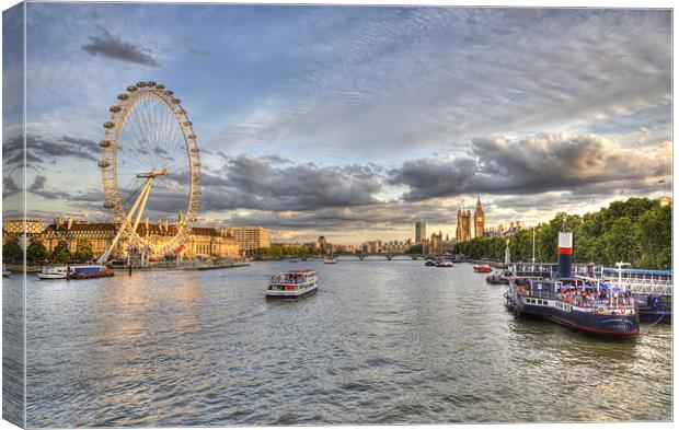 Sun Setting on London's Millennium Wheel Canvas Print by Mike Gorton