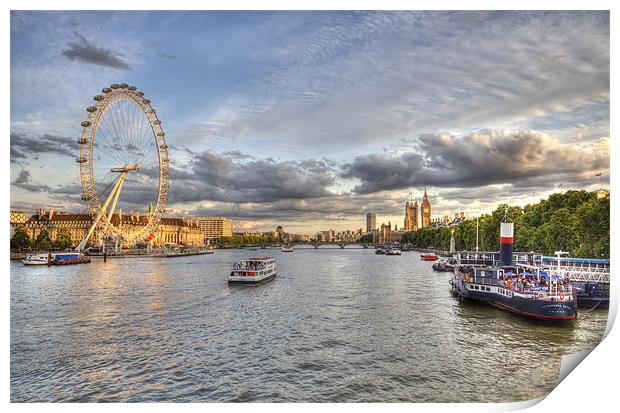 Sun Setting on London's Millennium Wheel Print by Mike Gorton