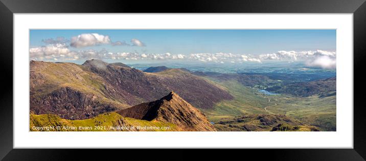 Snowdon Summit Panorama Framed Mounted Print by Adrian Evans