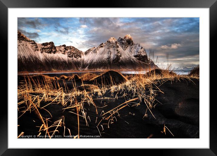 Vestrahorn Gold Framed Mounted Print by Tony Prower