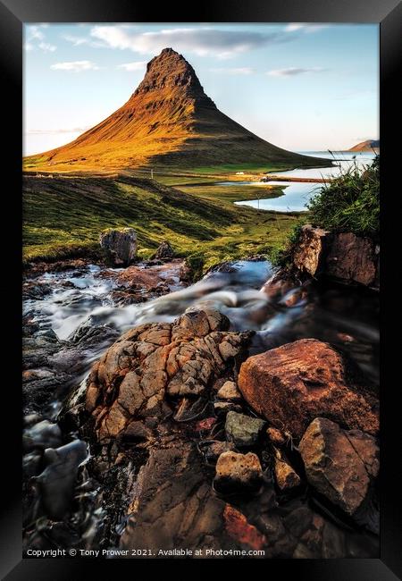 Kirkjufell Stream  Framed Print by Tony Prower