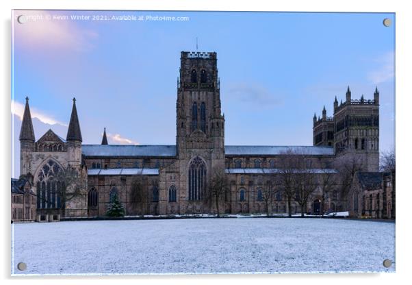 Durham Cathedral on a snowy April night Acrylic by Kevin Winter
