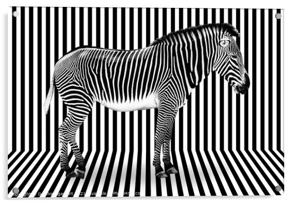Surreal zebra on striped background Acrylic by Delphimages Art