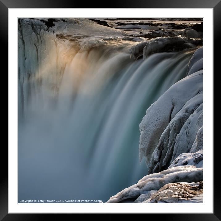 Godafoss light-play Framed Mounted Print by Tony Prower