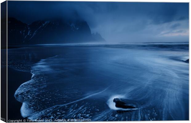 Vestrahorn Blue Canvas Print by Tony Prower