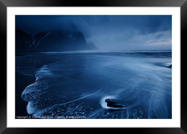 Vestrahorn Blue Framed Mounted Print by Tony Prower