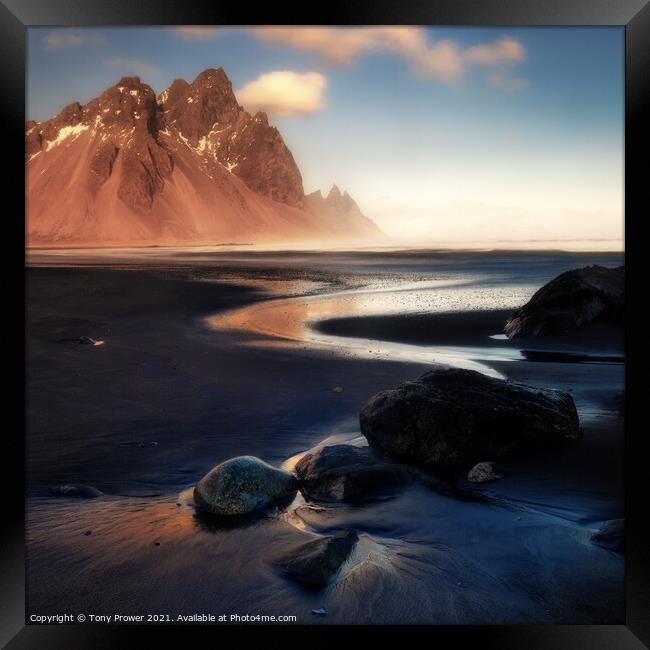 Vestrahorn Square Framed Print by Tony Prower