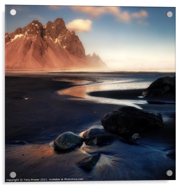 Vestrahorn Square Acrylic by Tony Prower