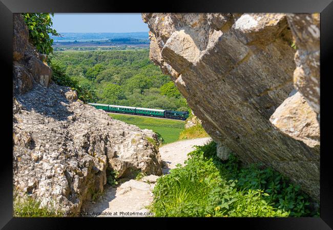 Swanage to Norden Steam Train Framed Print by colin chalkley