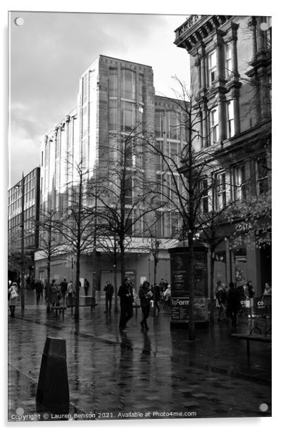 Wet Sauchiehall street, Glasgow Acrylic by Lauren Benson