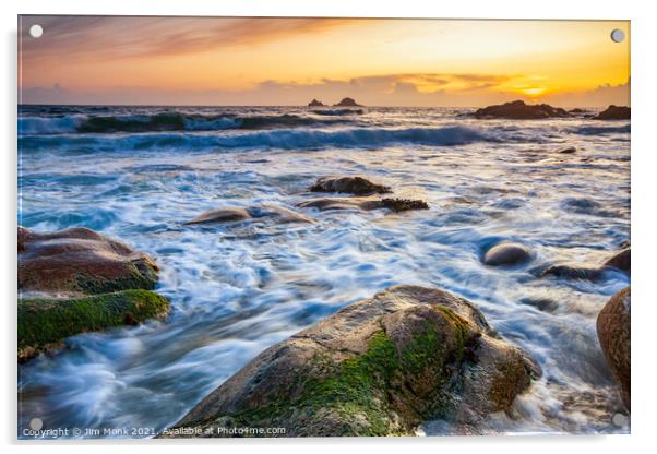 Sunset at Porth Nanven  Acrylic by Jim Monk