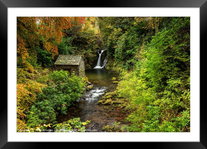 Rydal Falls in Autumn Framed Mounted Print by Philip Brookes