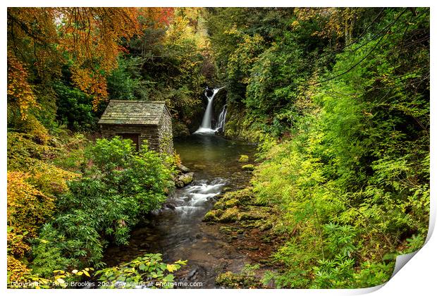 Rydal Falls in Autumn Print by Philip Brookes