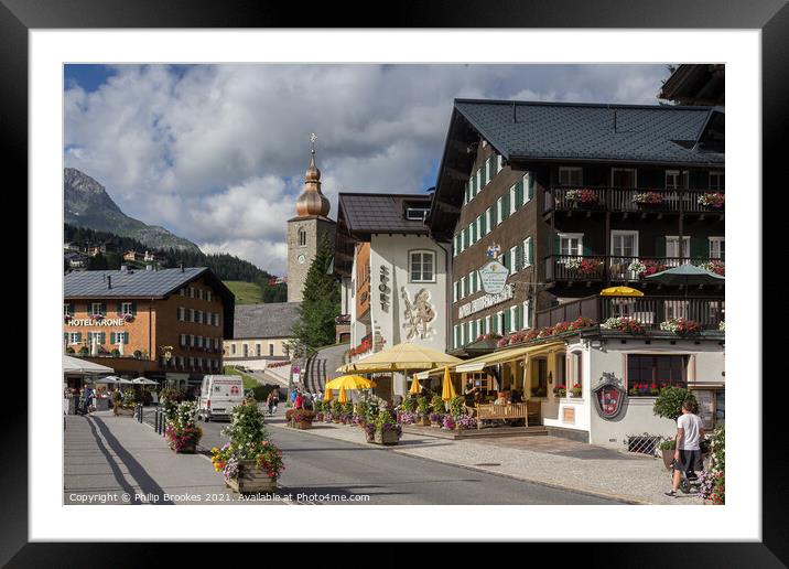 High Street in Lech, Austria Framed Mounted Print by Philip Brookes