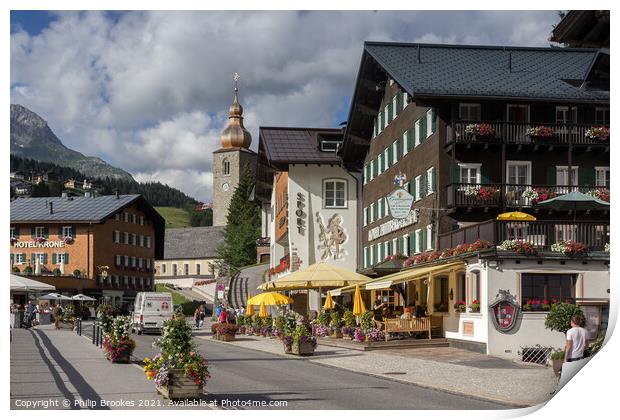 High Street in Lech, Austria Print by Philip Brookes