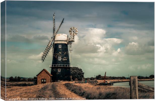 Berney Arms Windmill Canvas Print by Peter Anthony Rollings