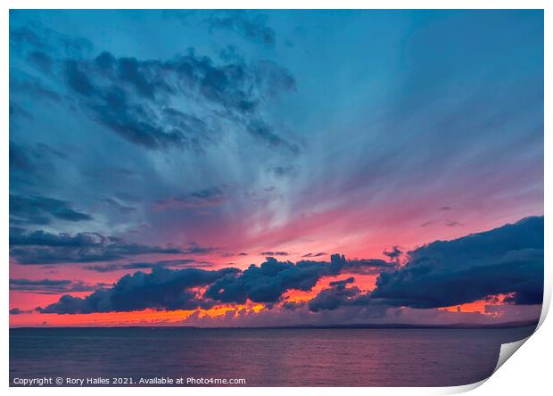 Sunset over the Bristol channel Print by Rory Hailes