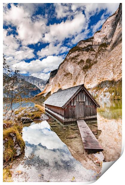 Boat house at the Obersee Print by Dirk Rüter