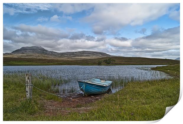 Little blue boat Print by Sam Smith