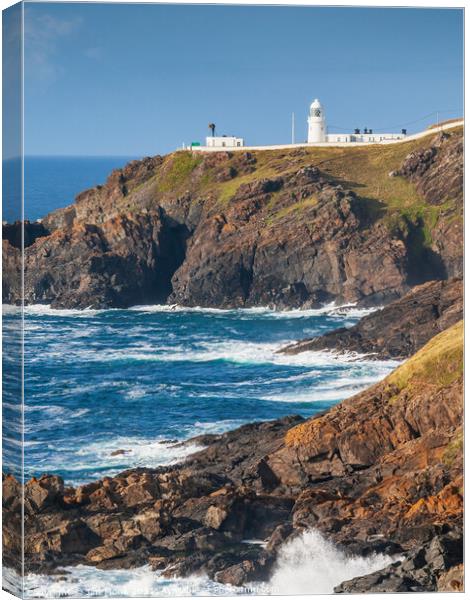 Pendeen Lighthouse, Cape Cornwall Canvas Print by Jim Monk