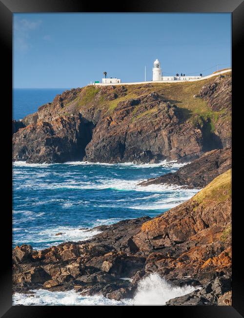 Pendeen Lighthouse, Cape Cornwall Framed Print by Jim Monk
