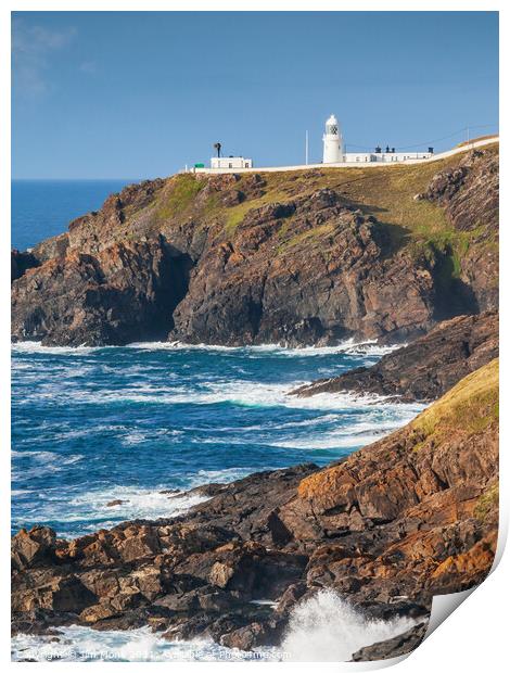 Pendeen Lighthouse, Cape Cornwall Print by Jim Monk