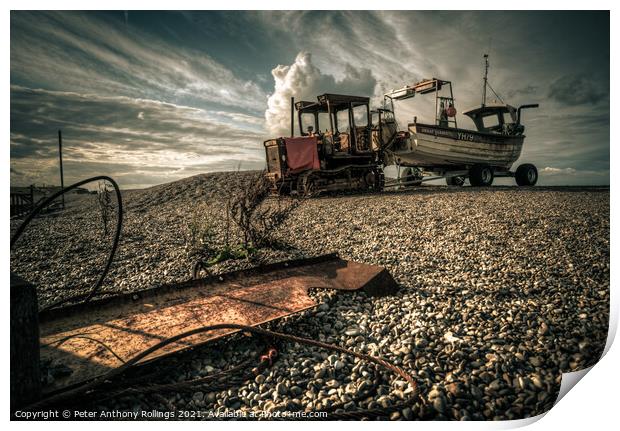 Weybourne Boat Tractor Print by Peter Anthony Rollings