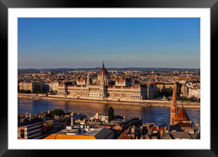 Hungarian Parliament In Budapest At Sunset Framed Mounted Print by Artur Bogacki
