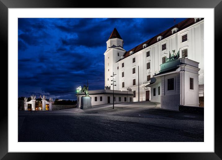 Bratislava Castle By Night in Slovakia Framed Mounted Print by Artur Bogacki