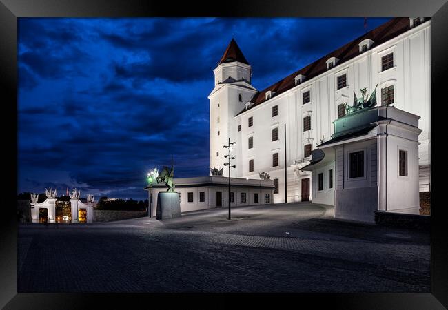 Bratislava Castle By Night in Slovakia Framed Print by Artur Bogacki