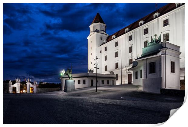 Bratislava Castle By Night in Slovakia Print by Artur Bogacki